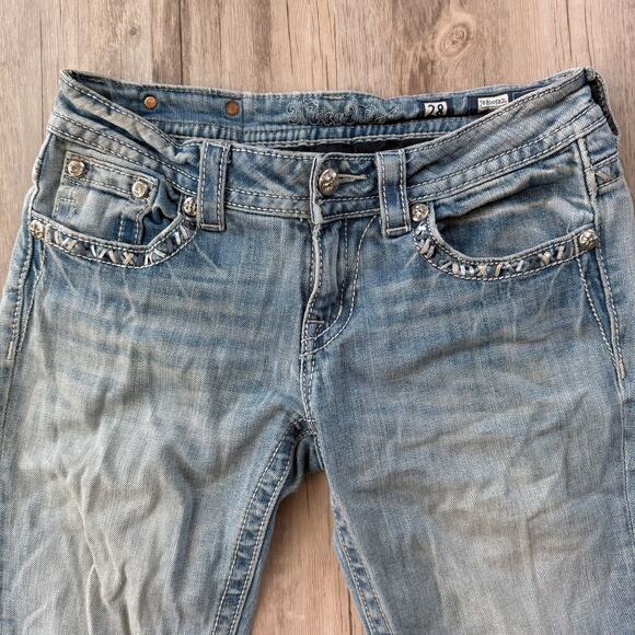 Miss Me Women’s Silver Sequin Lace Flap Pocket Bootcut Jeans Light Blue Size 28 - Picture 12 of 12